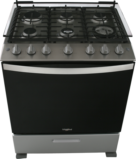 Estufa Whirlpool wfr5000d piso 30pulgadas gris capelo hierro asador