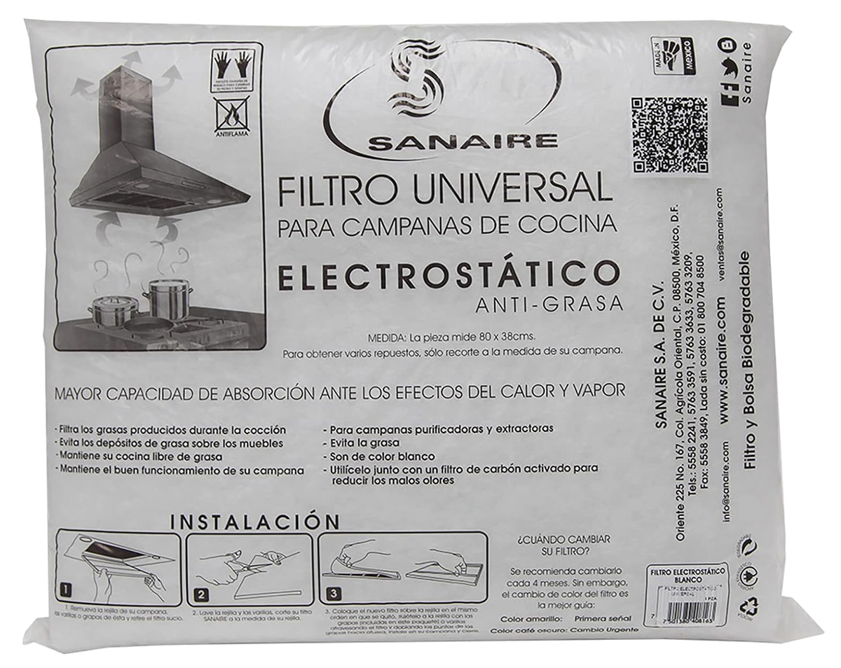 Filtro campana Sanaire universal 80x38cm