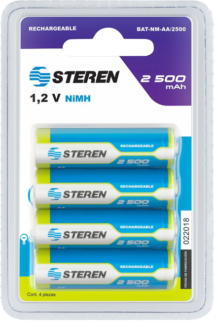 Pila Steren bat-nm-aa/2500 4pilas recargables aa nimh2500mah