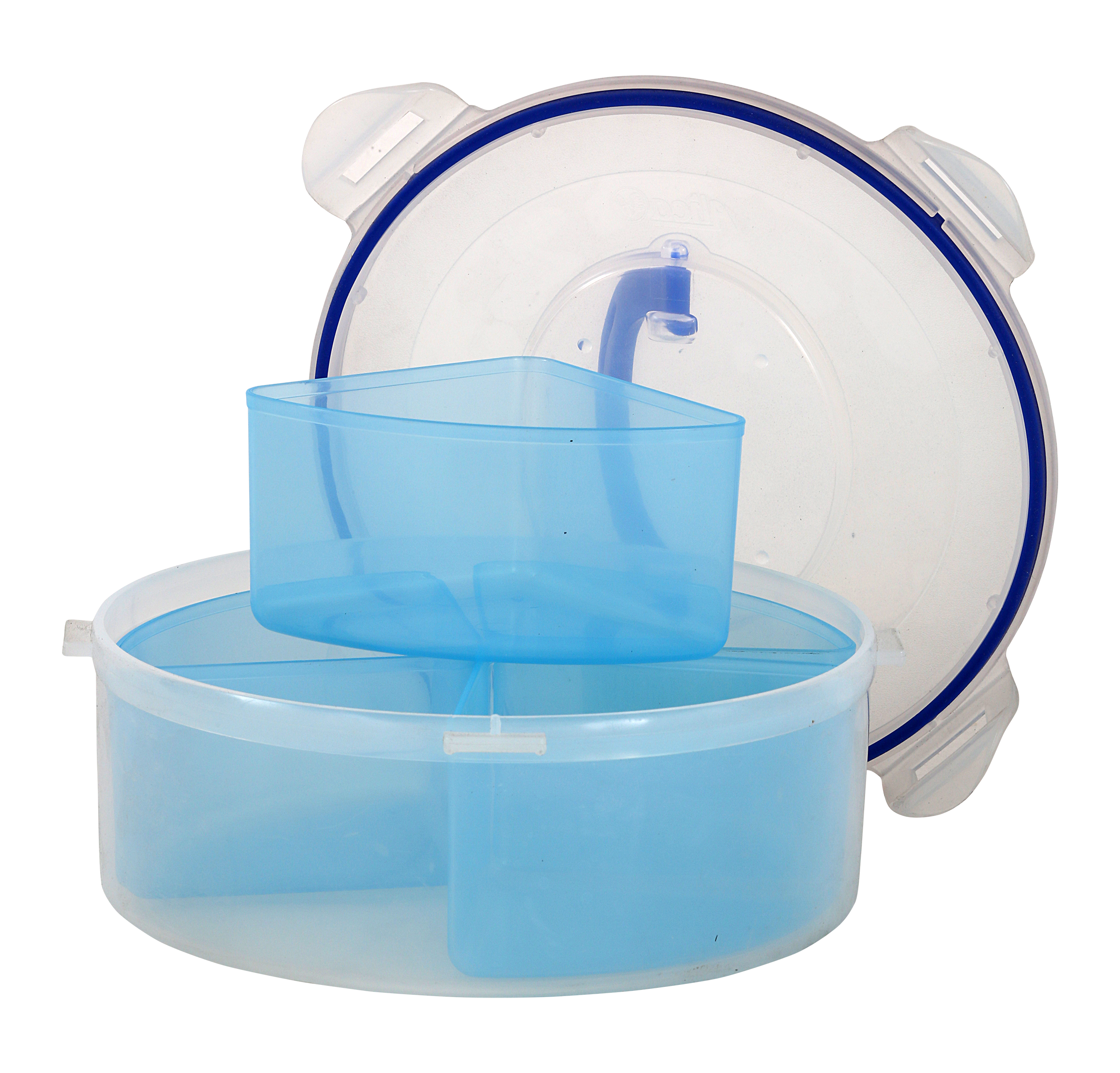 Recipiente Alica a3442rd 2lt hermetico divisiones de 350ml azul