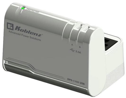 Supresor Koblenz 1100 de picos estacion de carga 3 contactos 2 puertos usb blanco