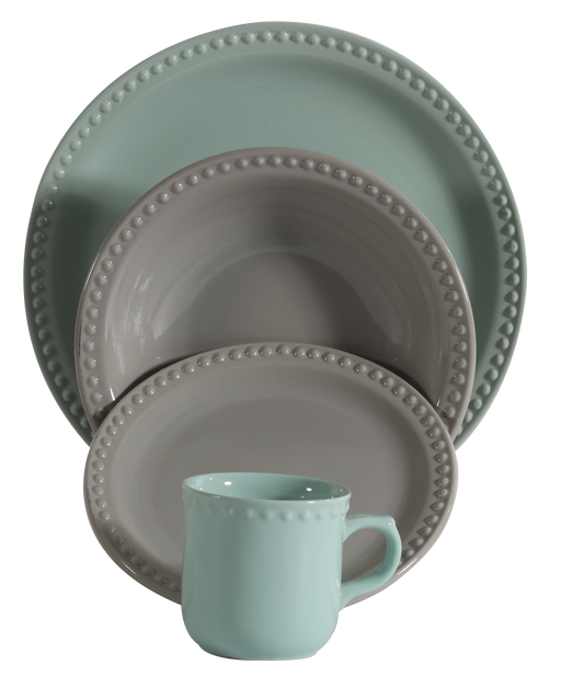 Vajilla santa anita mauve vintage 16pzs gris/verde