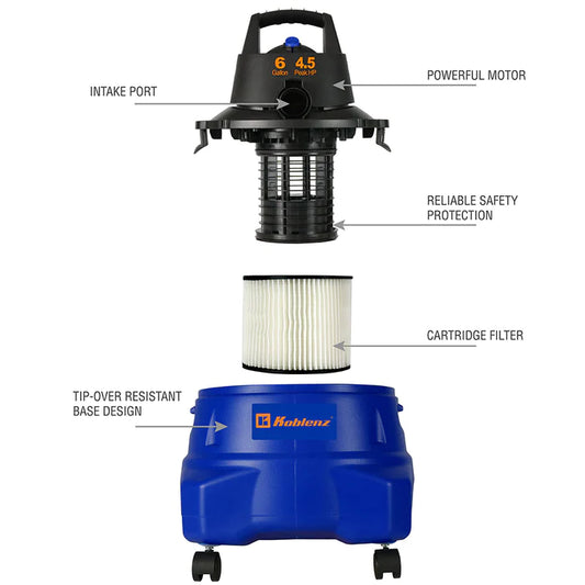 ASPIRADORA KOBLENZ WD-6L212 6GALONES AZUL/NEGRO