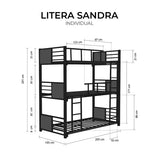 LITERA MOVVEL SANDRA TRIPLE INDIVIDUAL NEGRO