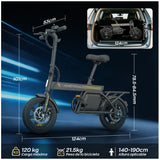 BICICLETA HONEY_WHALE B20 350-440W VEL_MAX 35KM/H SOPORTE_120KG METAL - Ekar de Gas