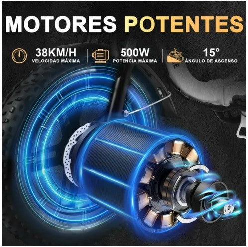 BIBICLETA HONEY_WHALE BK05 350-500W VEL_MAX 38KM/H SOPORTE_120KG METAL