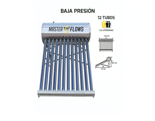 CALENTADOR SOLAR MASTER FLOWS 01050162 12TUBOS 2 A 4SERVICIOS