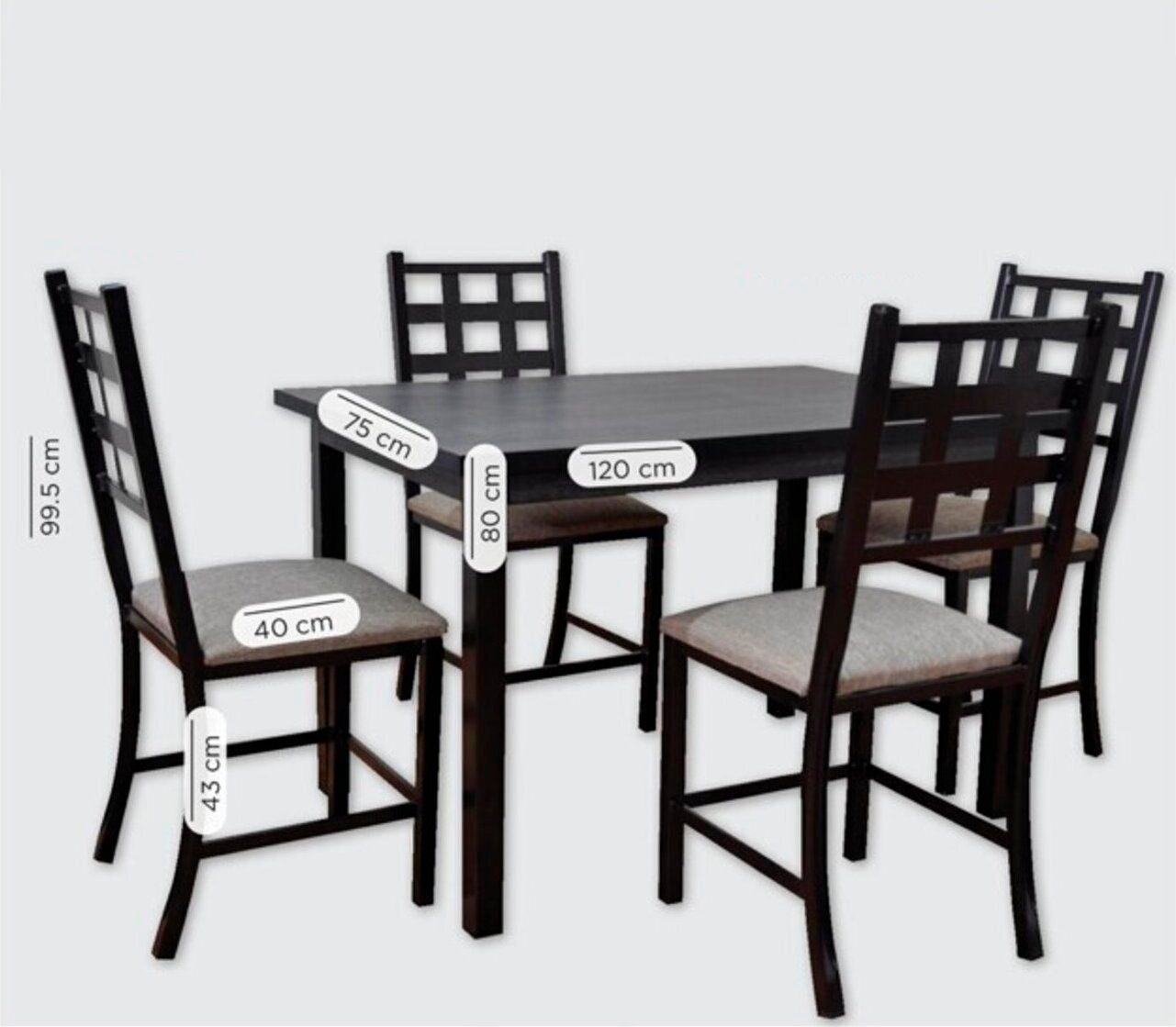 COMEDOR MUEBLEMEX PALERMO 4PERSONAS CHOCOLATE