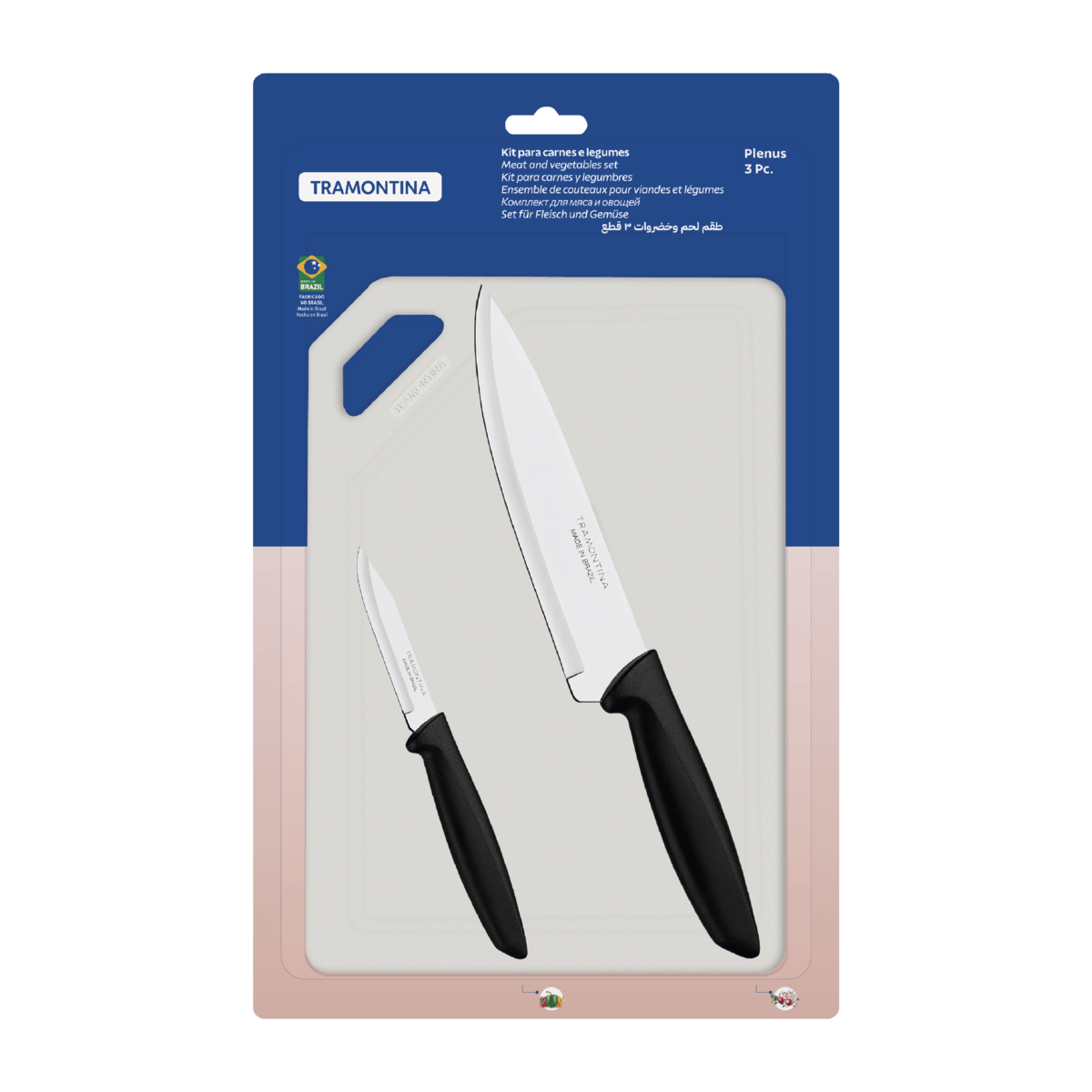 Cuchillo Tramontina 23498014 2pzas 3"/7"+tabla