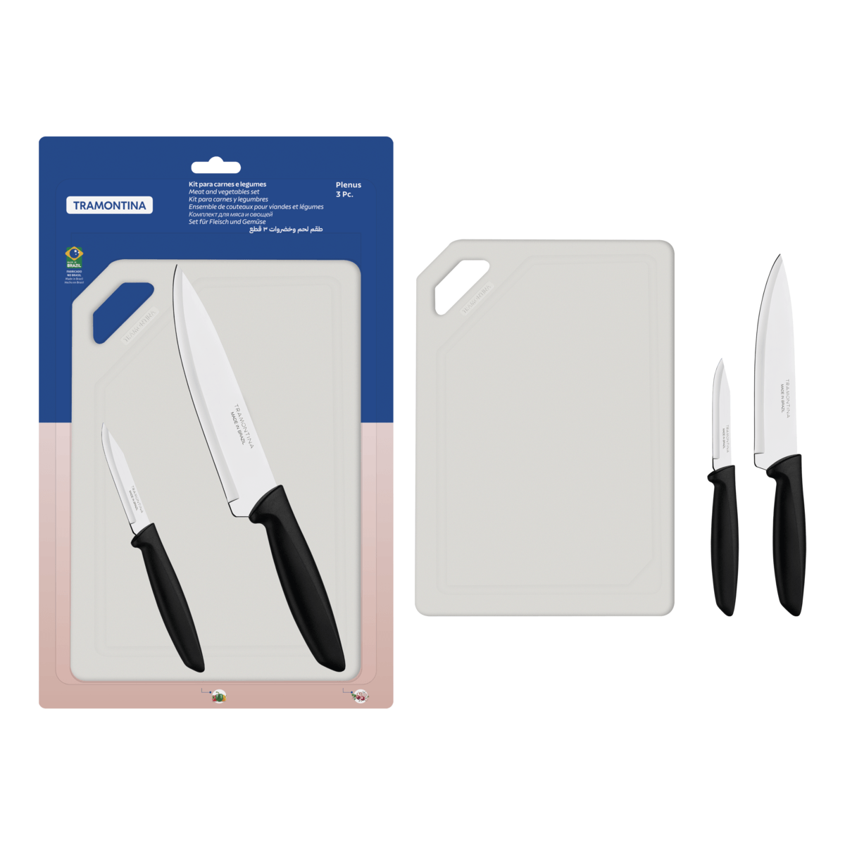 Cuchillo Tramontina 23498014 2pzas 3"/7"+tabla
