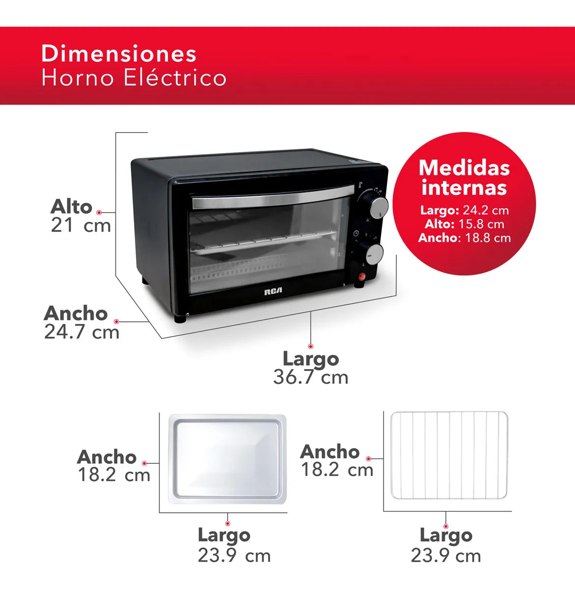 HORNO ELECTRICO RC-9L 800W NEGRO 9LTS