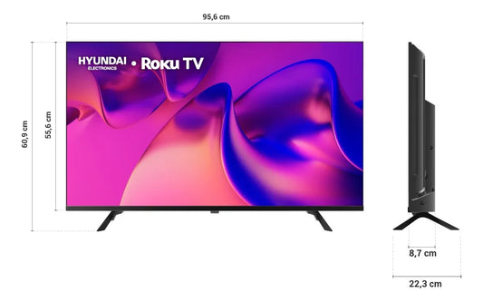 PANTALLA HYUNDAI HYLED4325RIM 43PULGADAS SMART LED HD 3HDMI 1USB ROKU
