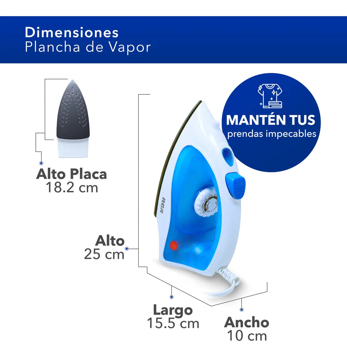 PLANCHA RCA RCD508B ANTIADHERENTE 1200W AZUL