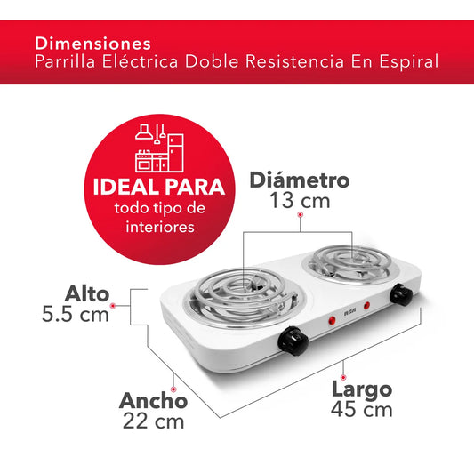 PARRILLA RCA RC2000A 2QUEMADORES BLANCO