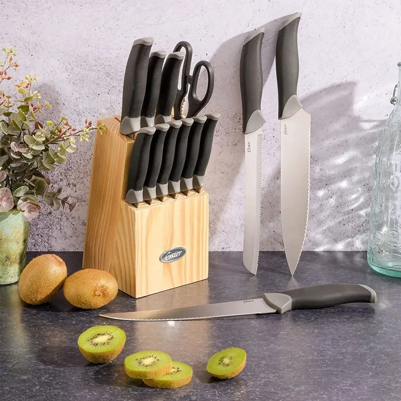 Cuchillo oster 91607.14 14piezas inox negro bloque madera - Ekar de Gas