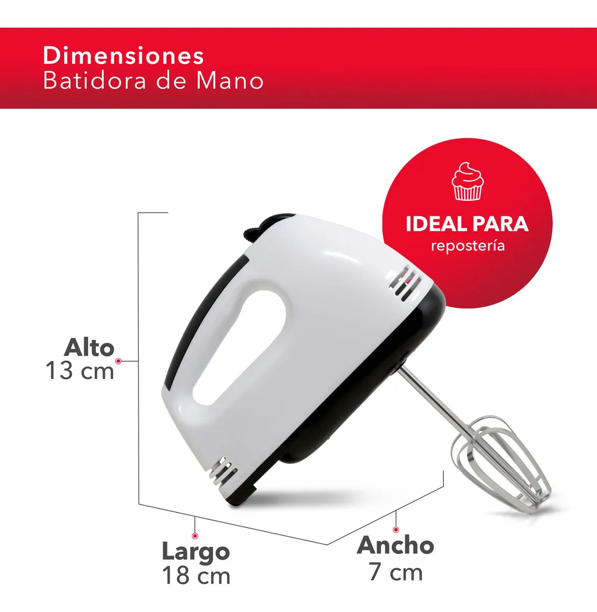 BATIDORA RCA RC-093 MANO 7VEL 100W BLANCO