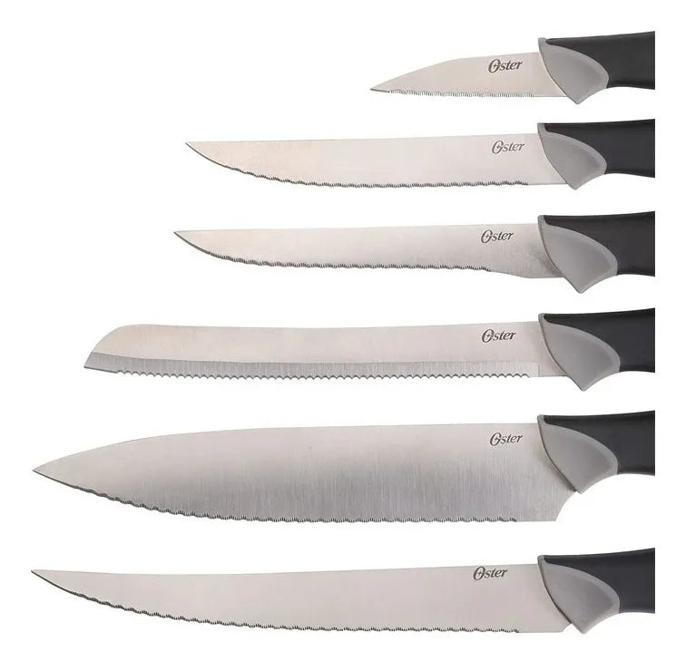 Cuchillo oster 91607.14 14piezas inox negro bloque madera - Ekar de Gas