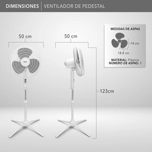 VENTILADOR RCA RC-16B1 16PULGADAS PEDESTAL 3VEL BLANCO