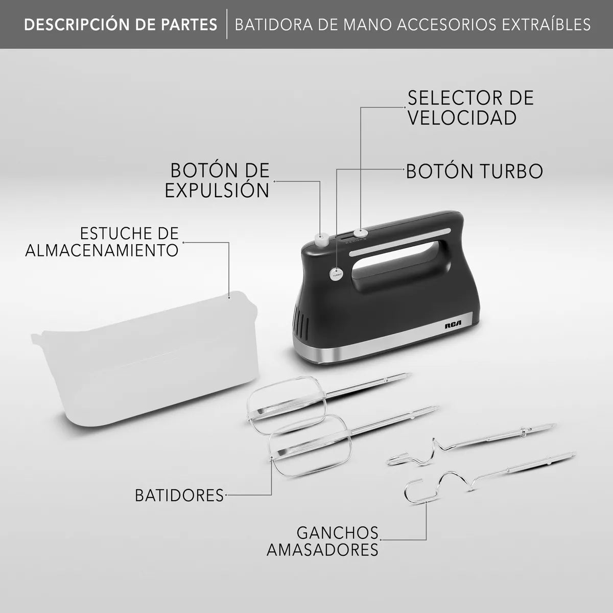 BATIDORA RCA RC-72 MANO 250W 5VEL NEGRO