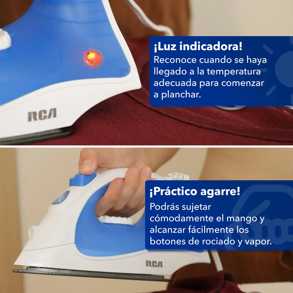 PLANCHA RCA RCD508B ANTIADHERENTE 1200W AZUL