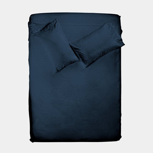Sábanas Castelog Matrimonial Tacto Seda 4 Piezas Poliéster Marino SB-001404 - Ekar de Gas