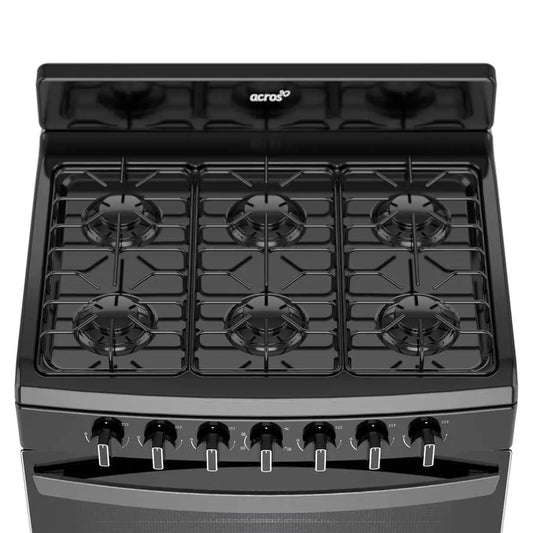 ESTUFA ACROS AFR2000B PISO 30PULGADAS NEGRO ENCENDIDO MANUAL CUBIERTA PORCELANIZADA PARRILLAS ALAMBR