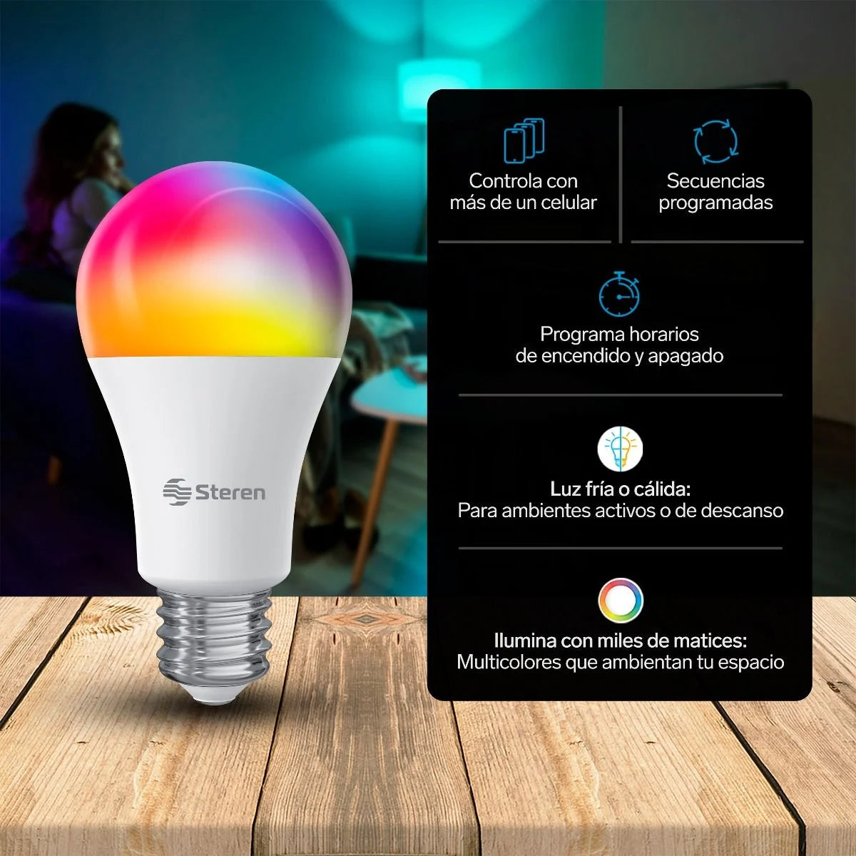 foco steren shome-120 led rgb controlado wifi 10w - Ekar de Gas