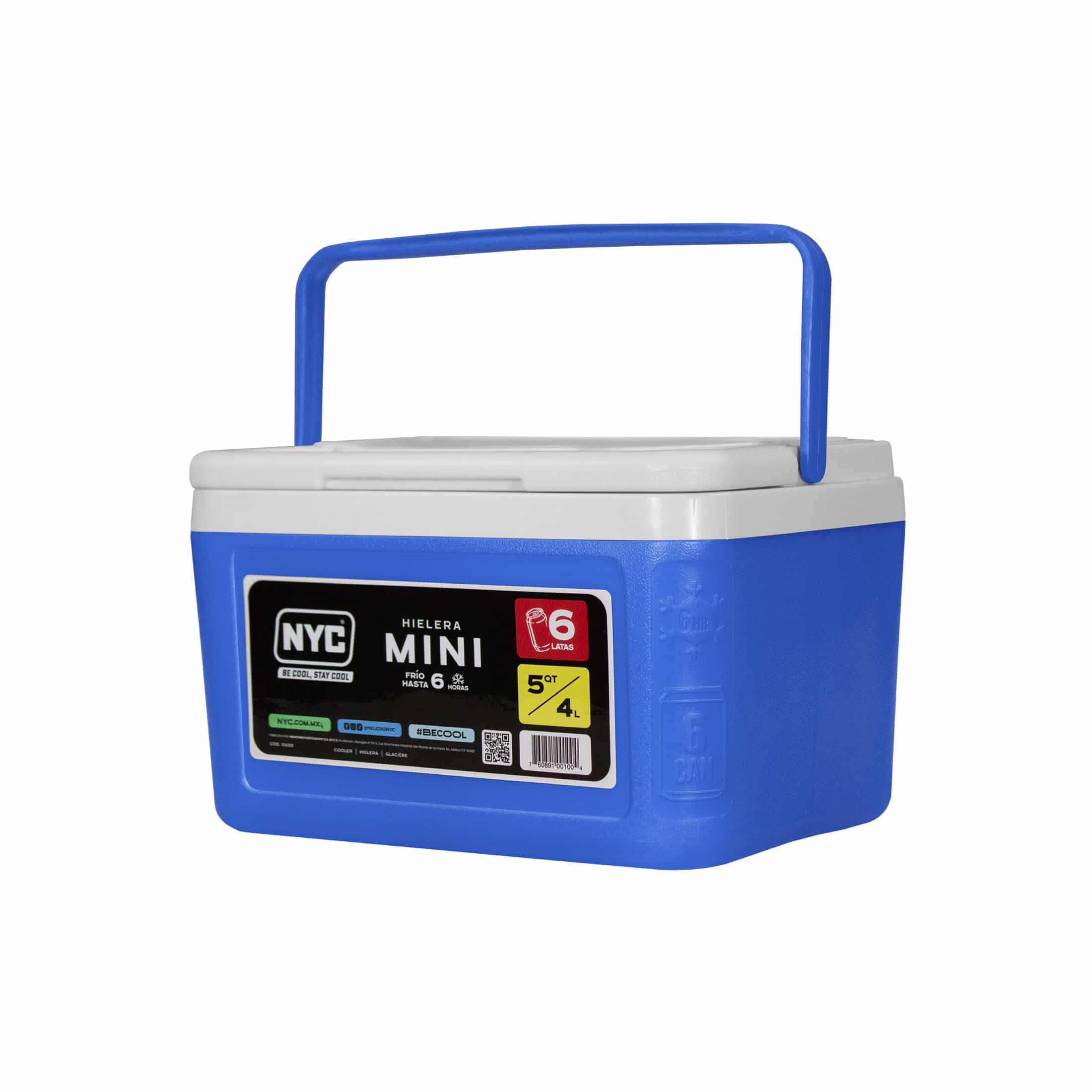 hielera nyc 0100 mini 4.7litros azul plastico