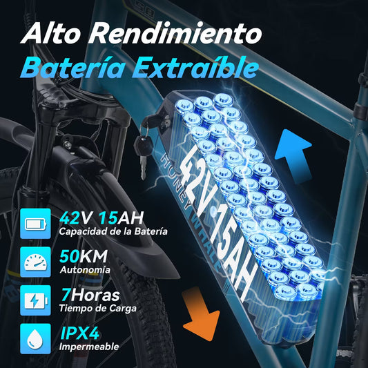 BICICLETA HONEY_WHALE S8 350-450W VEL_MAX 35KM/H SOPORTE_120KG ALUMINIO