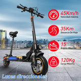 SCOOTER HONEY_WHALE T4A 600-750W VEL_MAX 45KM/H SOPORTE_120KG ALUMINIO NEGRO/NARANJA - Ekar de Gas