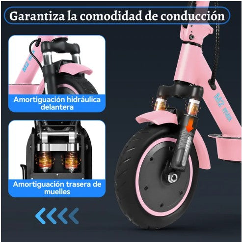 Scooter honey whale m2max 350-500w vel max 32km/h soporte 120kg aluminio rosa