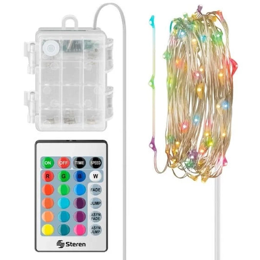 Serie led Steren 065rgb multicolor 2metros control remoto
