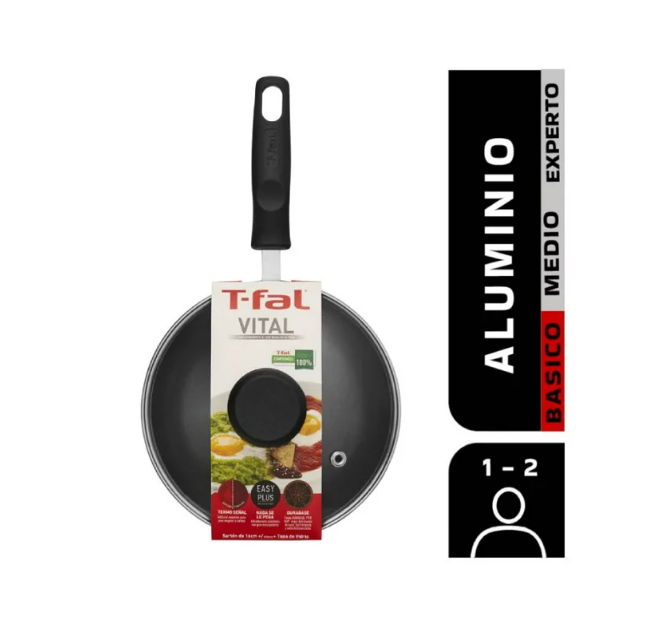 Sarten T-fal 0378200 vital 16cm 1.7mm netro c/tapa