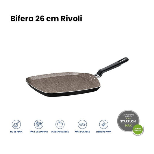 Sarten Tramontina 27817576 rivoli bifera cuadrado liso 26cm 2.3mm negro