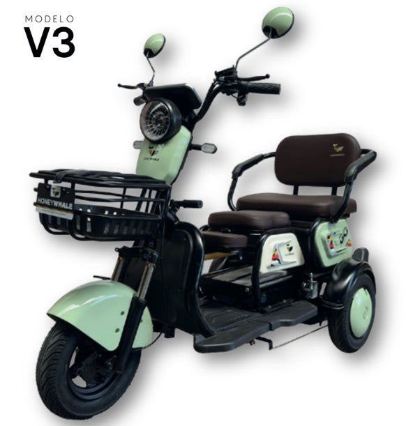 Trimoto honey whale v3 600-650w vel max 25km/h soporte 150kg acero - Ekar de Gas
