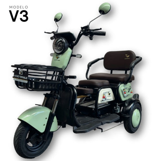 Trimoto honey whale v3 600-650w vel max 25km/h soporte 150kg acero